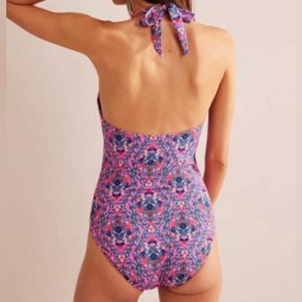 NWT Boden Enhancer underwire swimsuit one piece floral vine pink terrace 32B 32C - Picture 7 of 7